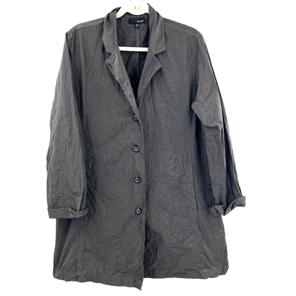 Sun Kim crinkle blazer windbreaker jacket lagenlook boyfriend quiet luxury  L‎